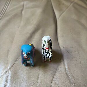 2 Wood Carving / Dog Figurine / Folk Art SOLD AS IS